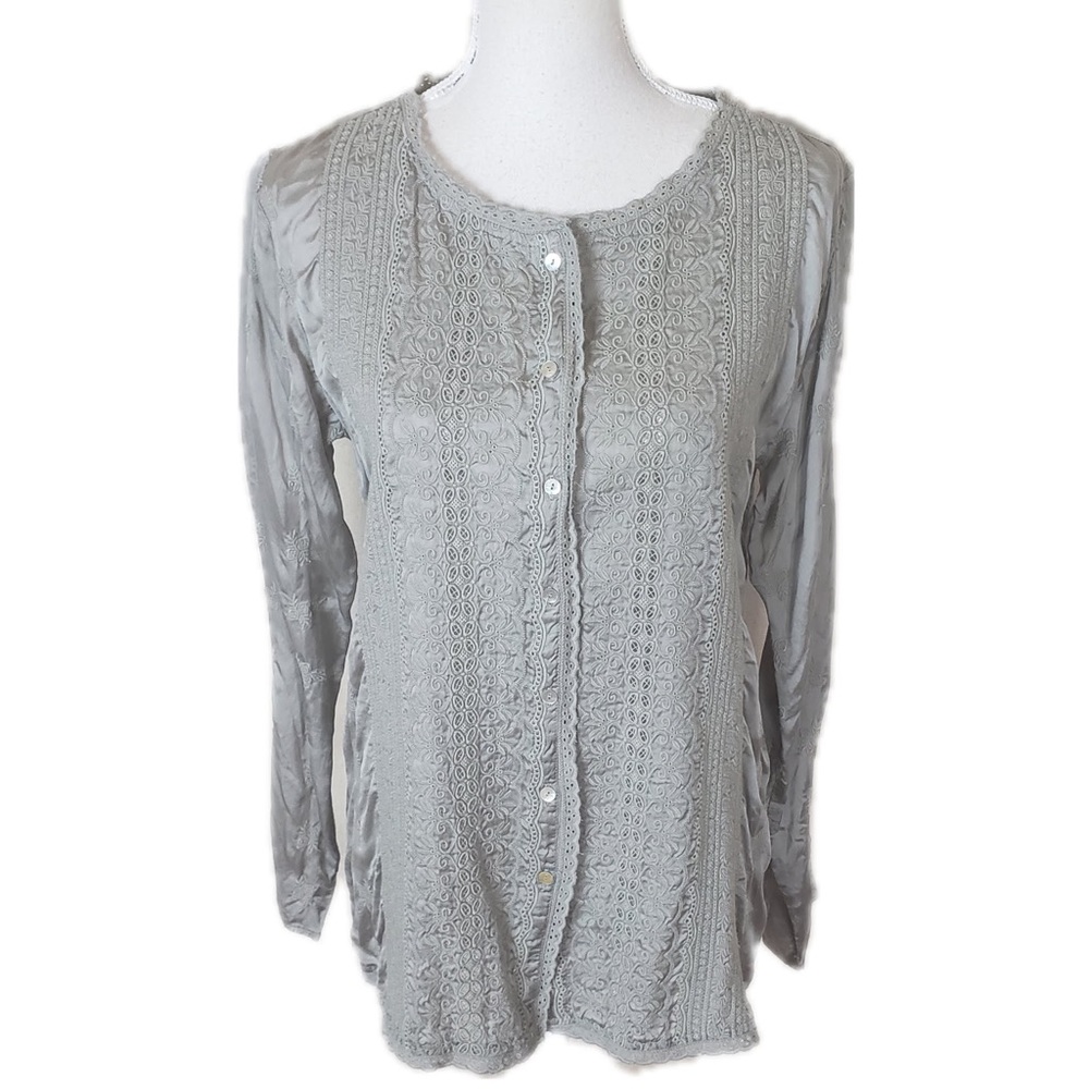 Sundance Button Down Viscose Slate Gray Top - image 1
